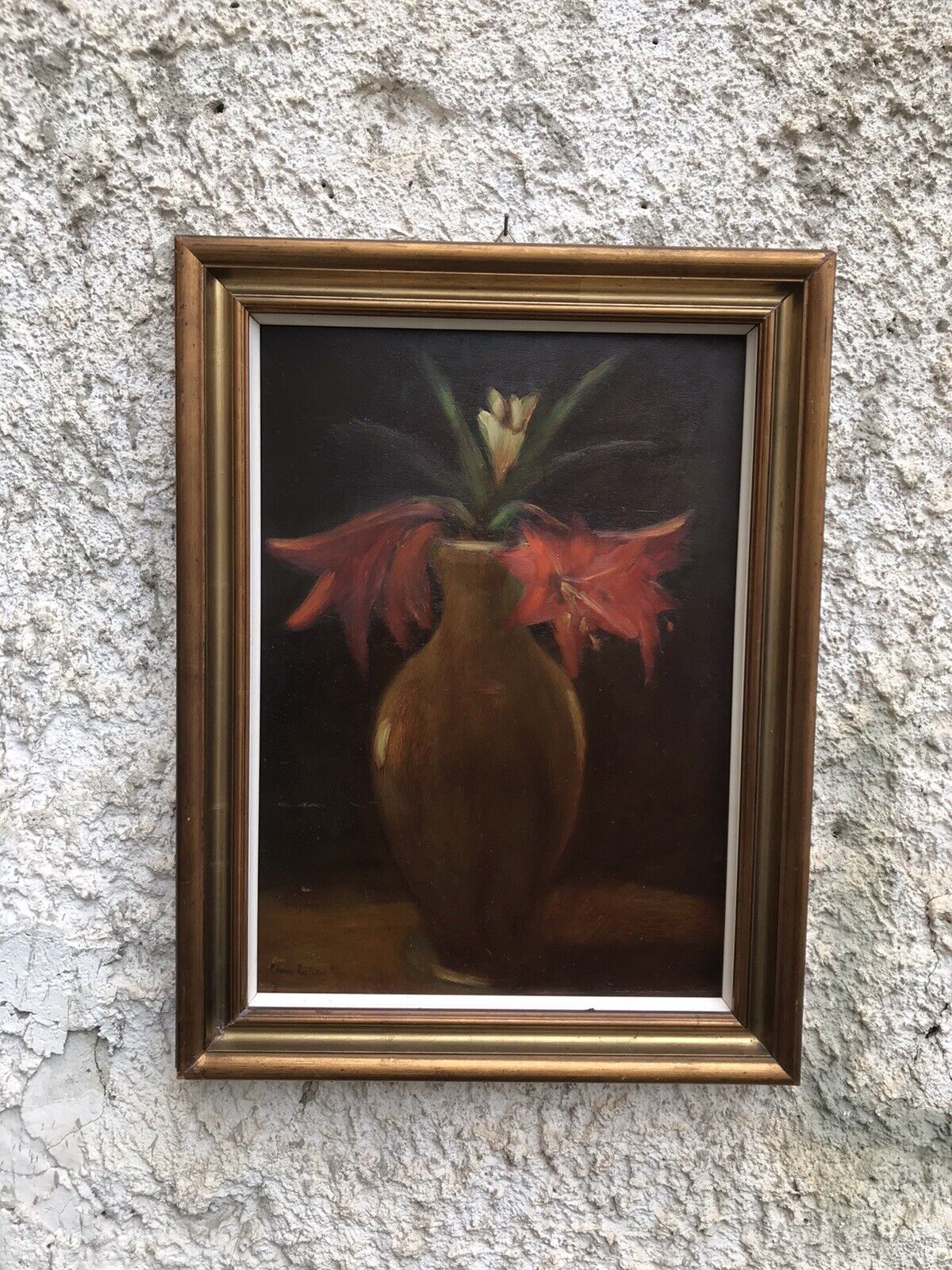 QUADRO VINTAGE-COMPOSIZIONE FLOREALE-DIPINTO A OLIO