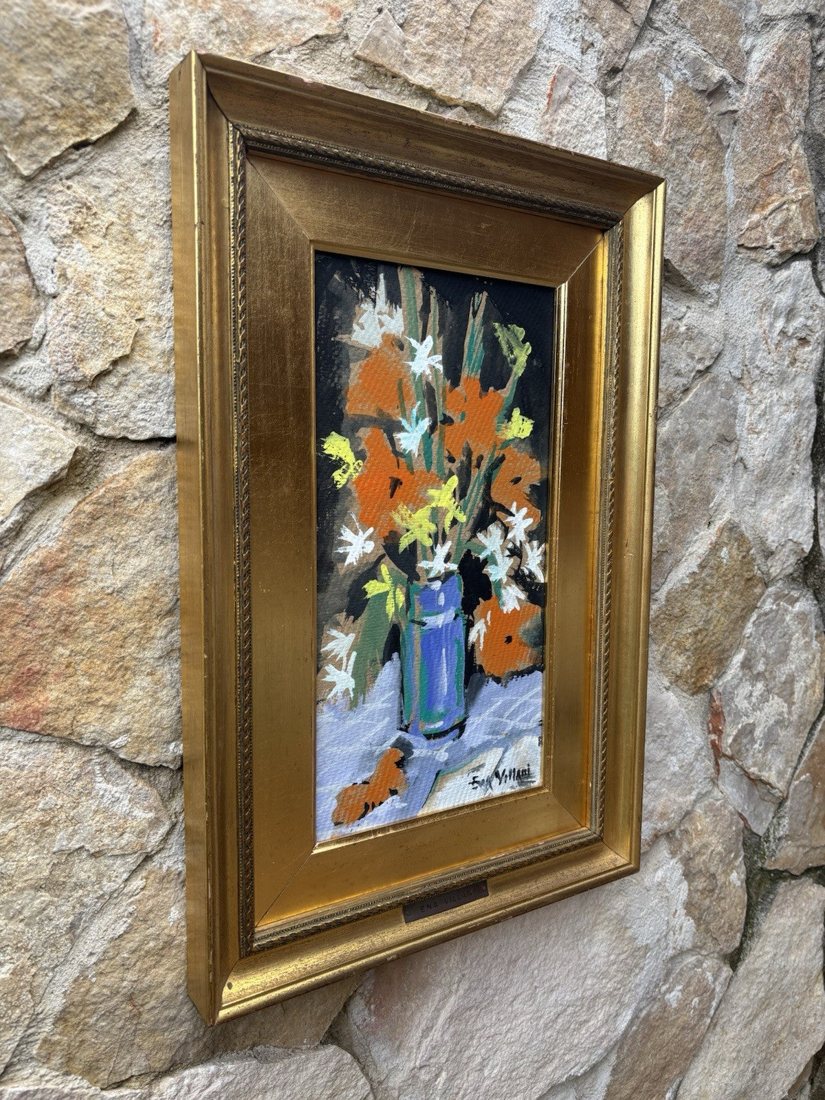 Quadro -Vaso Con Fiori- Ena Villani dipinto a tempera su cartoncino