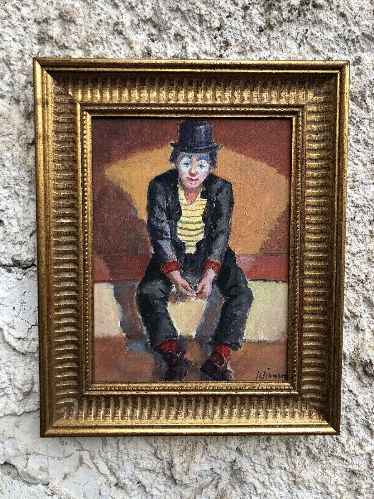 Quadro -Clown- dipinto a olio su tavoletta