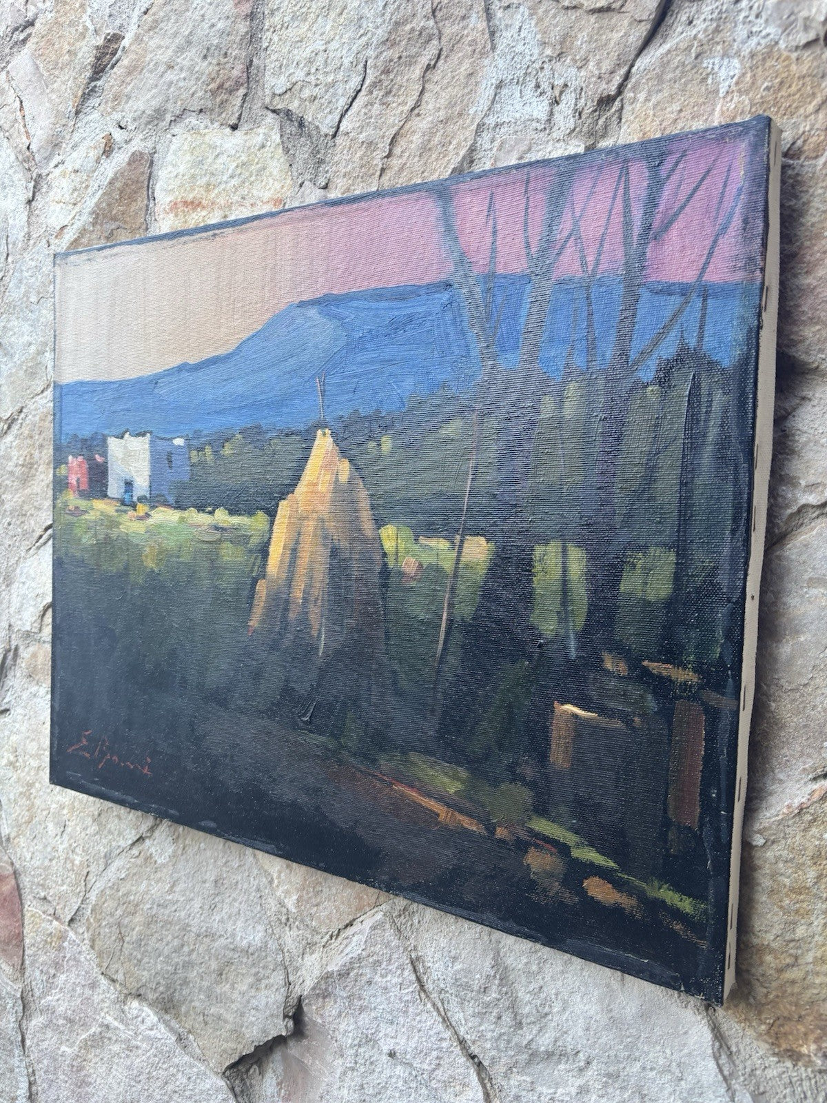Quadro -Paesaggio Di Campagna- Enrico Bonè dipinto a olio su tela