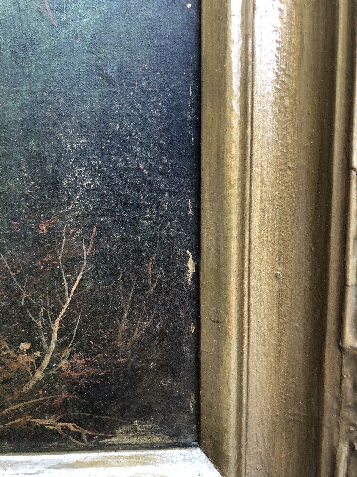 Quadro antico -Paesaggio- dipinto a olio su tela applicata su cartone