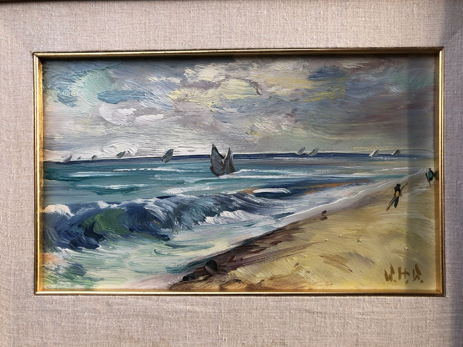 Quadro -Marina- dipinto a olio su tavola