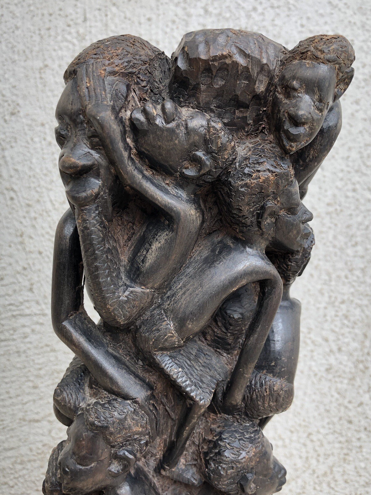 Scultura Vintage Africana Intagliata In Legno