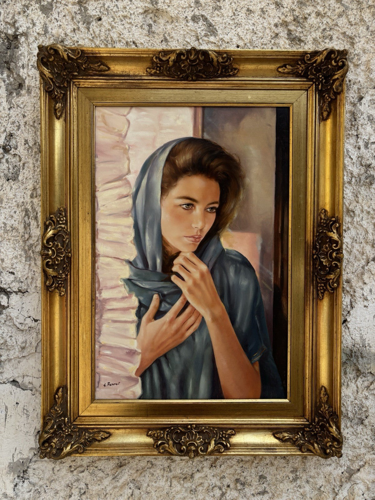 Quadro -Volto Femminile- Gigi Barone dipinto a olio su tela