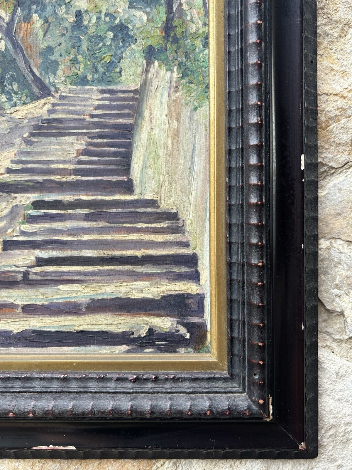 Quadro antico -Monte Parioli ( Roma )- dipinto a olio su tavoletta