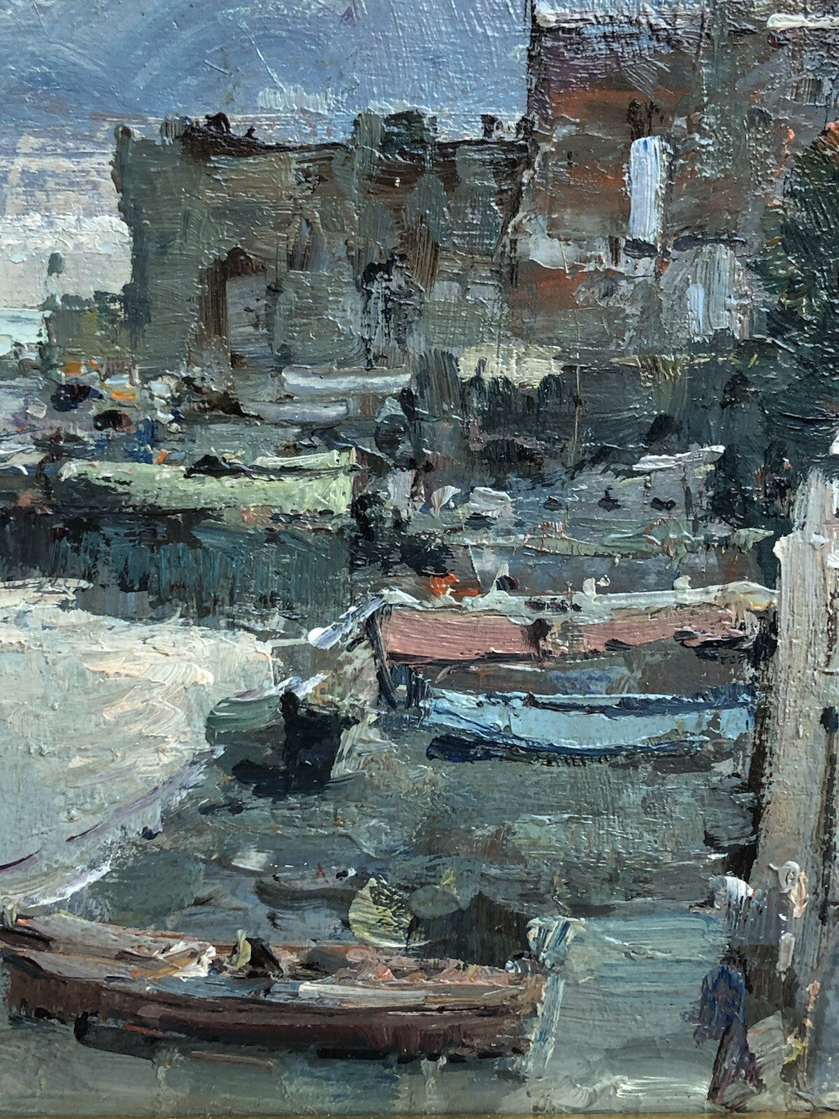 Quadro vintage -Marina- dipinto a olio su tavoletta