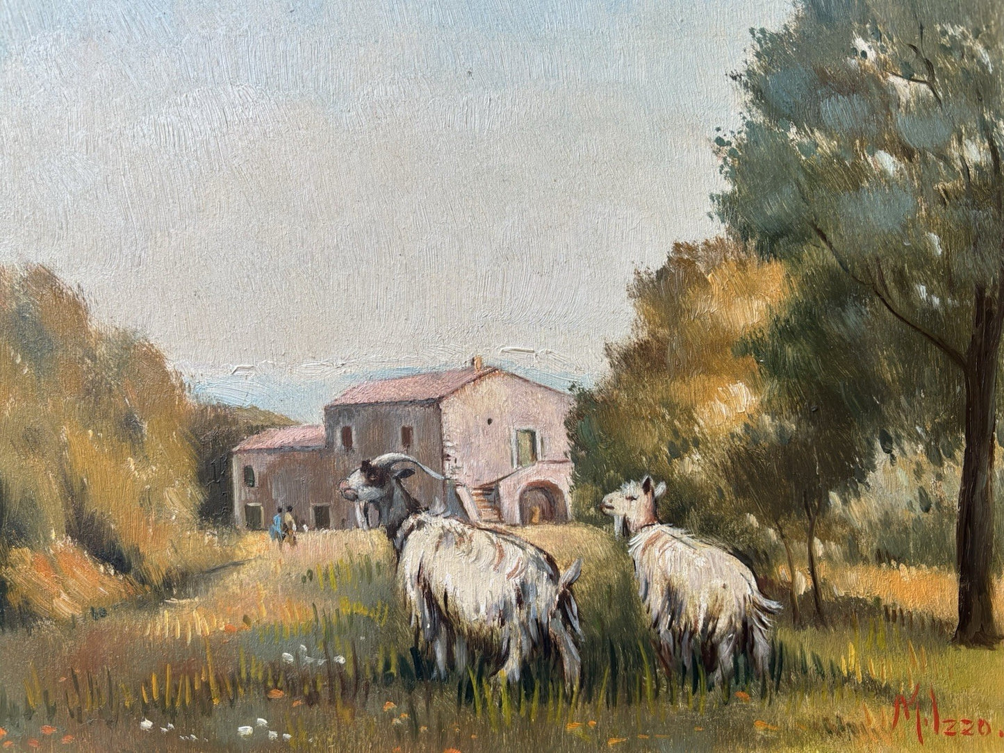 Quadro -Paesaggio Con Capre- Maria Izzo- dipinto a olio