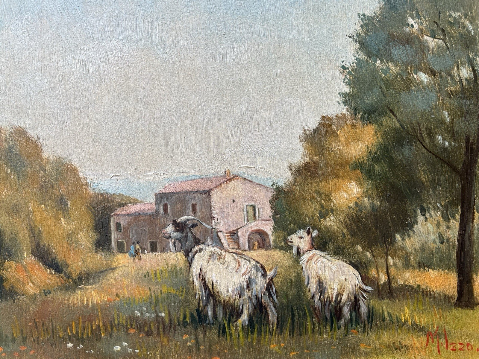 Quadro -Paesaggio Con Capre- Maria Izzo- dipinto a olio