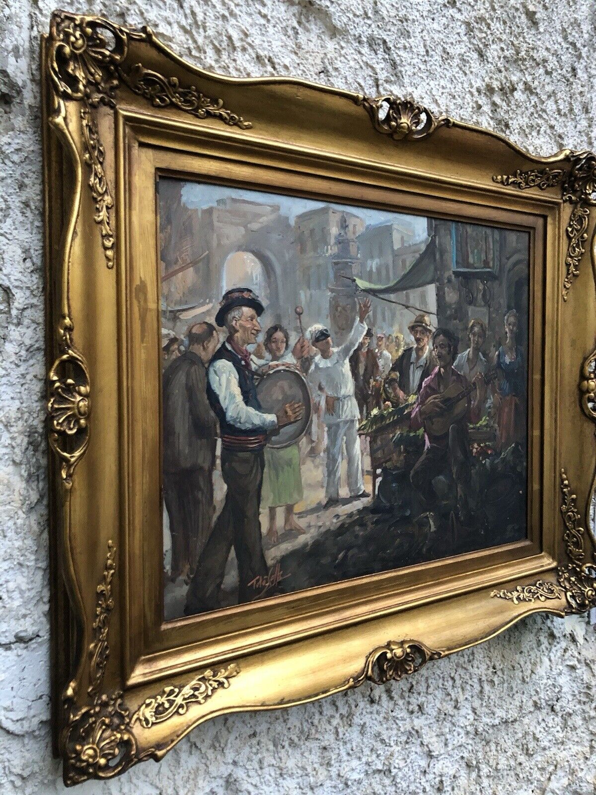 Quadro -Scena Allegorica Napoletana- dipinto a olio