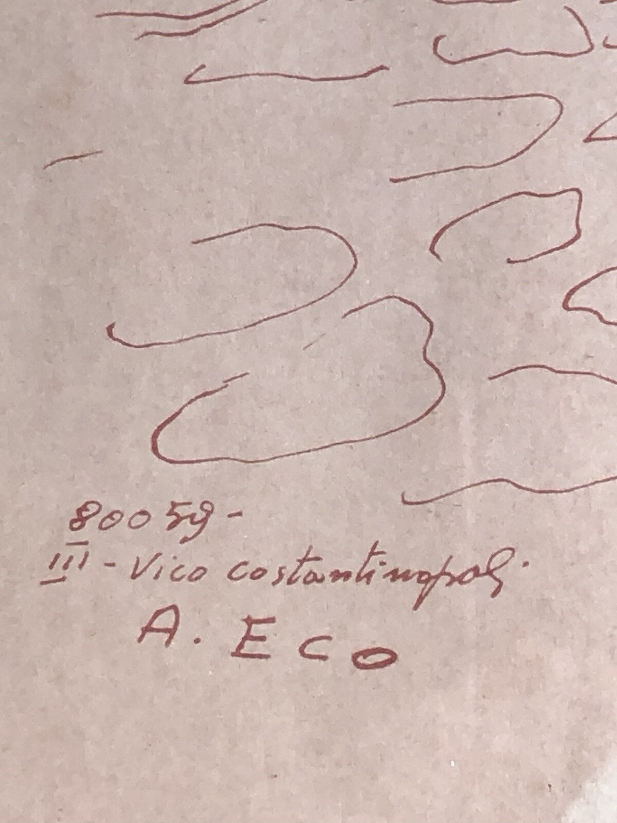 Quadro -Vico Costantinopoli- disegno a tecnica mista su carta
