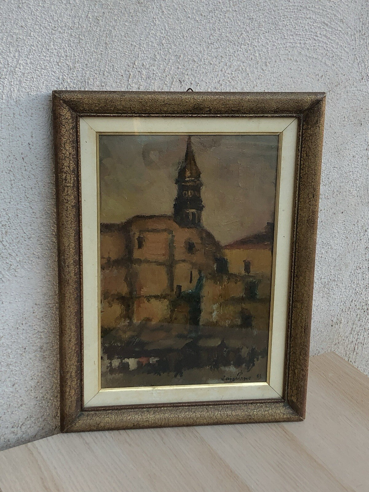 Vecchio Quadro -Nei Pressi Del Campanile- dipinto a olio su tavoletta