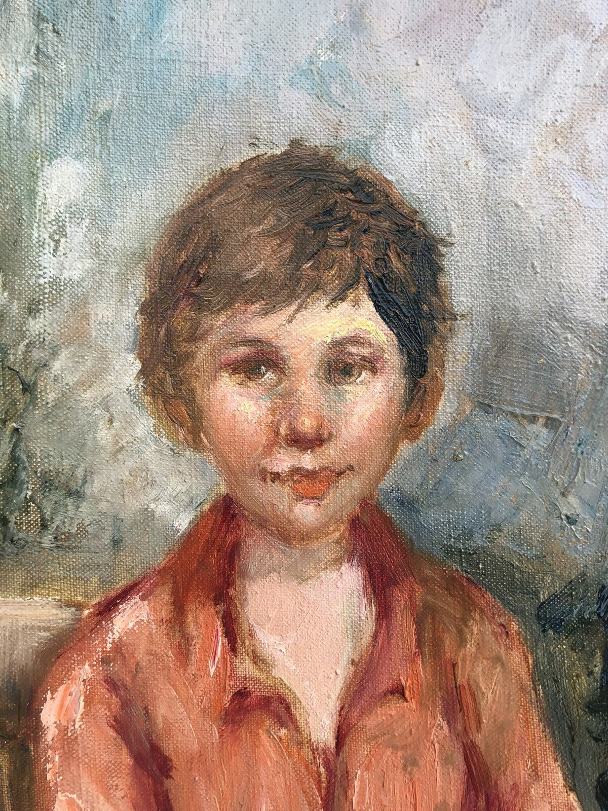 Quadro vintage -Ragazzo Con Violino- dipinto a olio su tela
