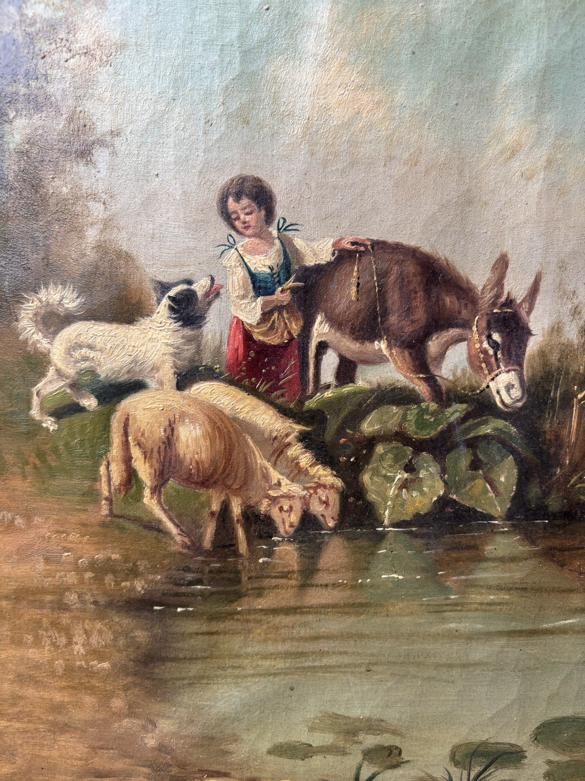 Quadro antico -Paesaggio Bucolico- dipinto a olio su tela