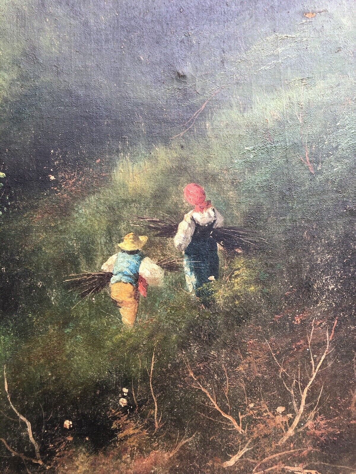Quadro antico -Paesaggio- dipinto a olio su tela applicata su cartone
