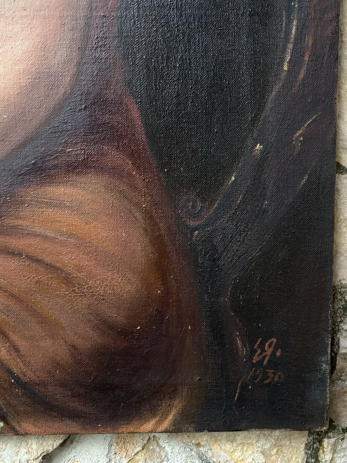 Grande quadro antico -Ritratto Di Donna- dipinto a olio su tela