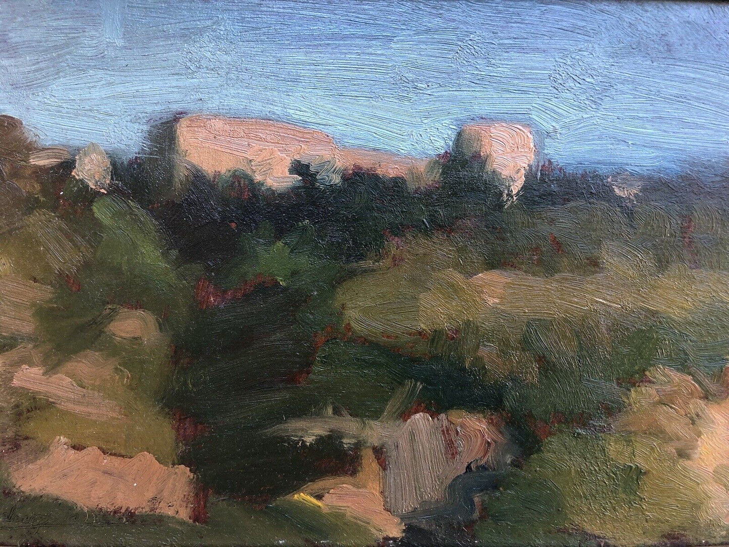 Quadro vintage -Paesaggio- dipinto a olio su tavoletta