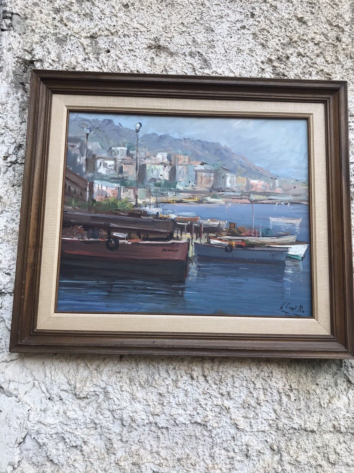 QUADRO VINTAGE -MARINA-DIPINTO A OLIO SU TAVOLETTA