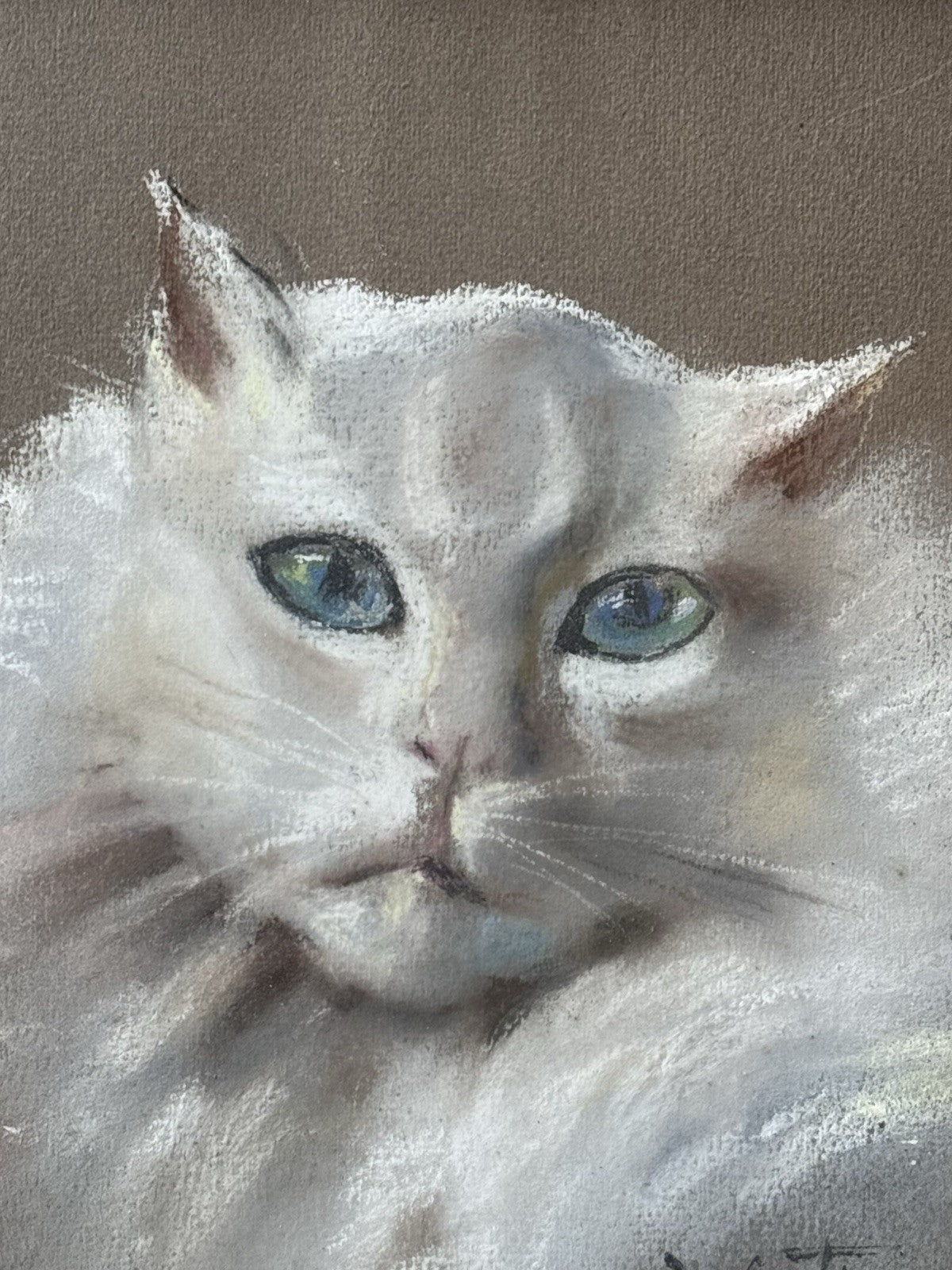 Quadro antico -Figure Animali- Federico De Curtis- pastello su carta