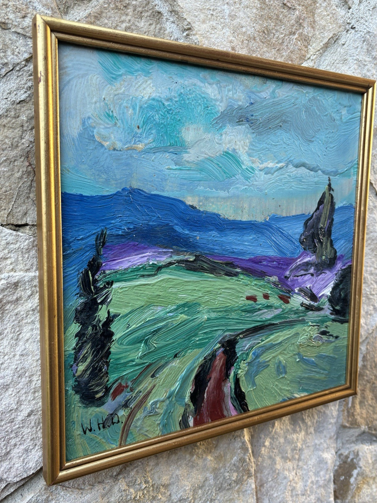 Quadro -Paesaggio- Wilken’s Hans Desiderio dipinto a olio su tavola