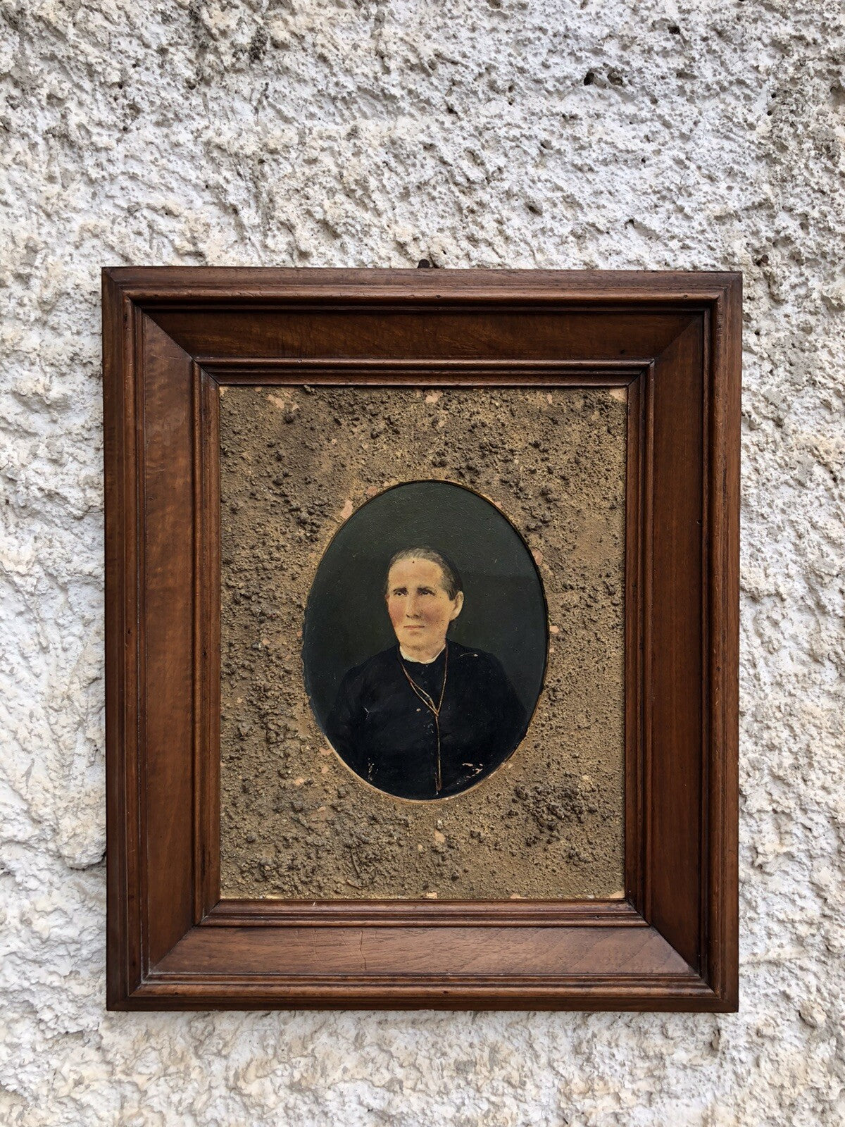 Quadro vintage -Monaca- dipinto a olio su cartoncino