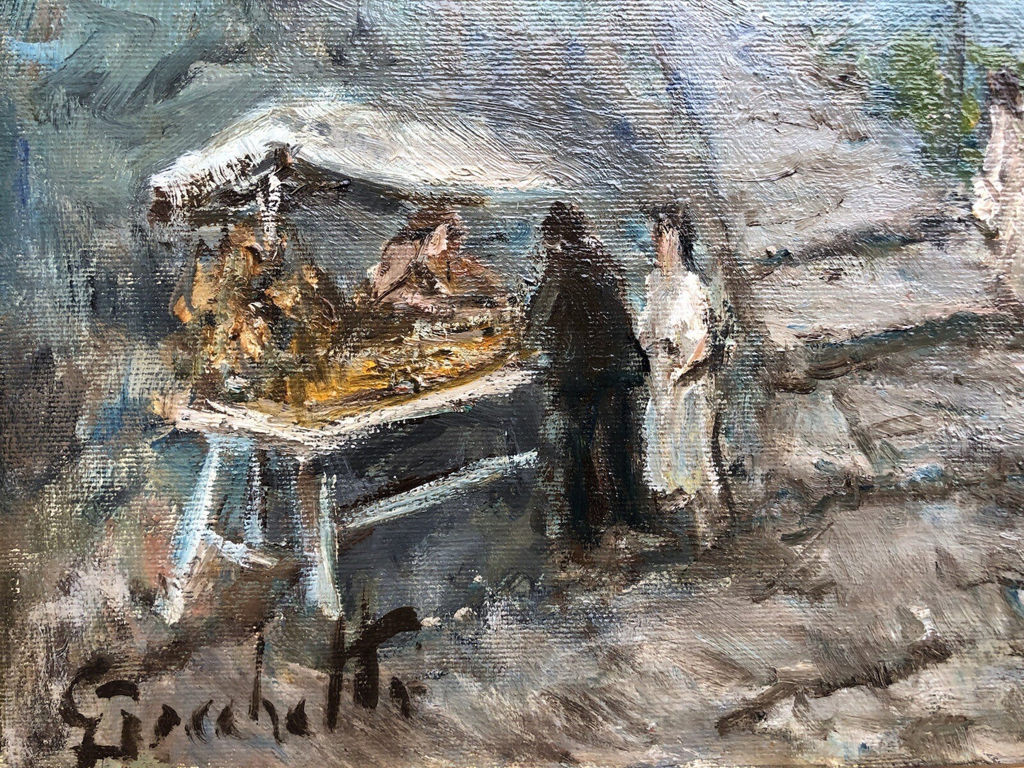 Quadro -Paesaggio Con Figure- Gaetano Bocchetti dipinto a olio su tela