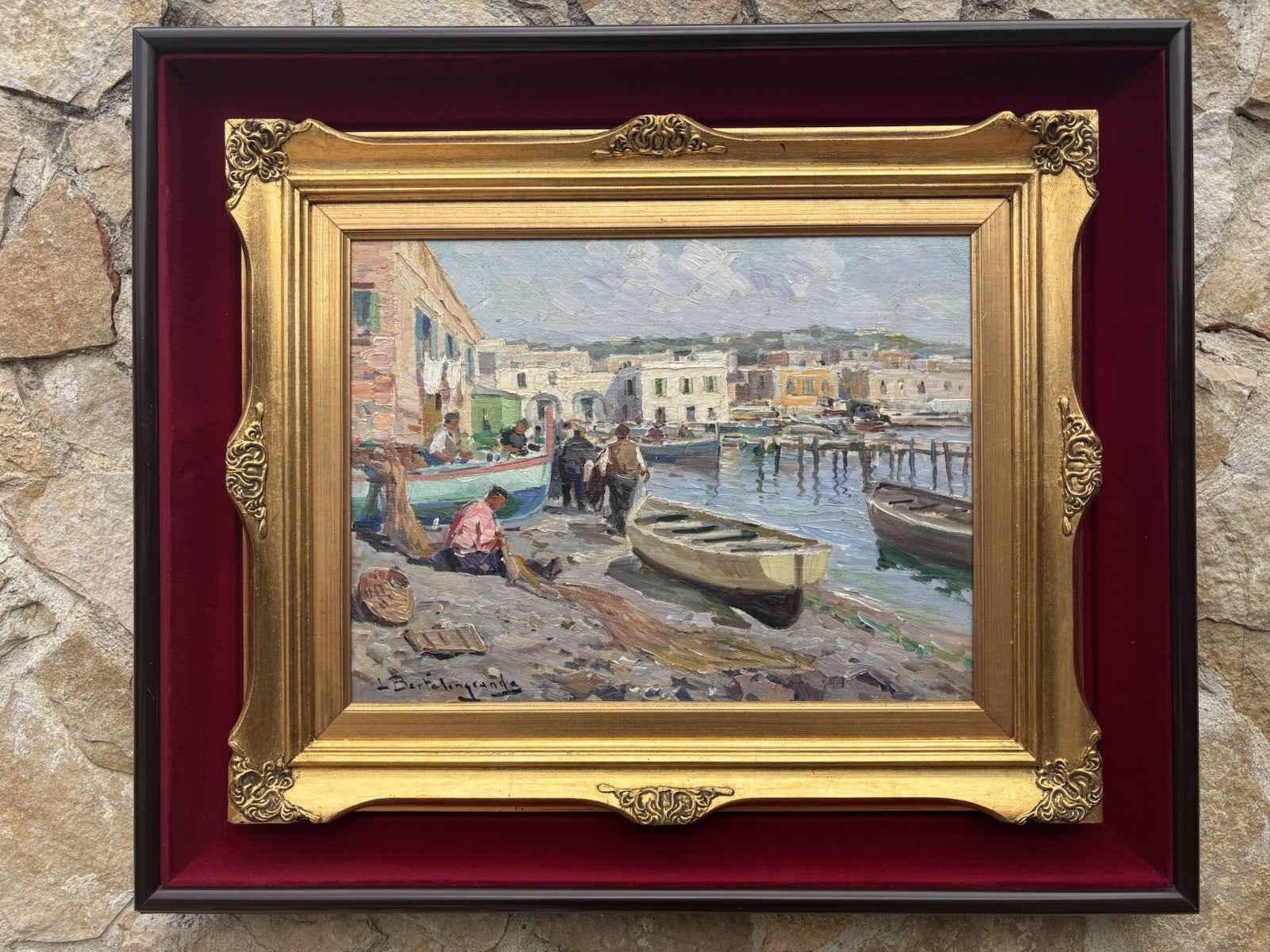 Quadro -Al Porto- Luigi Bertolingrande- dipinto a olio