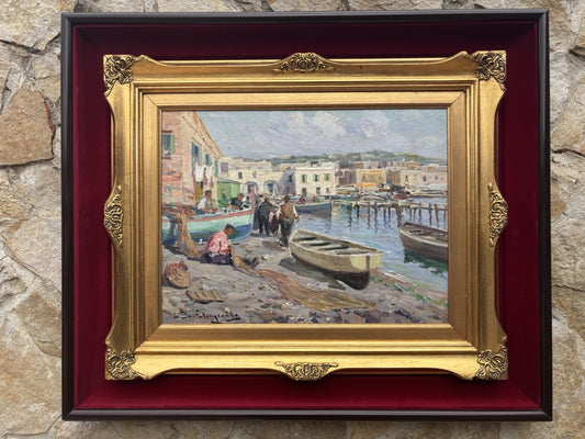Quadro -Al Porto- Luigi Bertolingrande- dipinto a olio