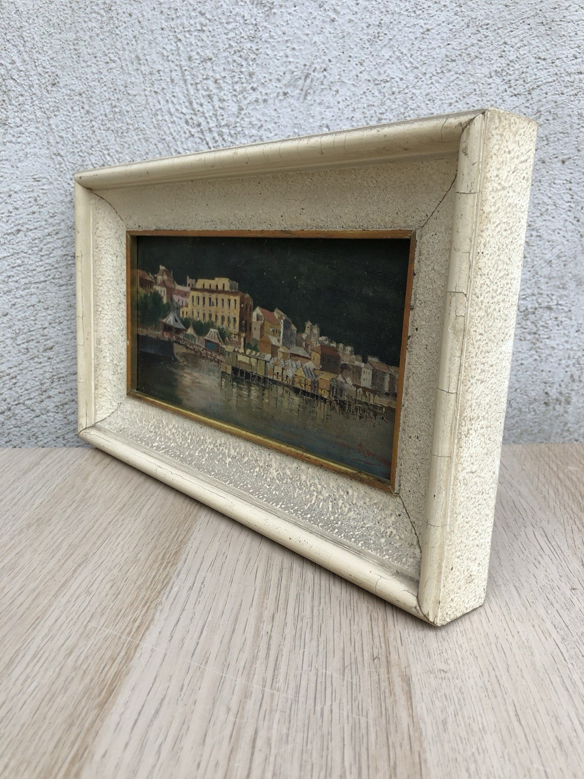 Quadro antico -Lungomare- dipinto a olio su tela