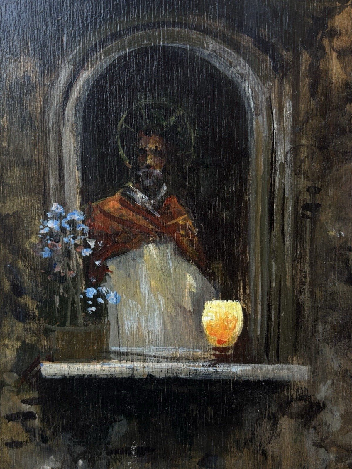 Quadro -O’Santo- Raimondo Roberti- dipinto a olio su tavola
