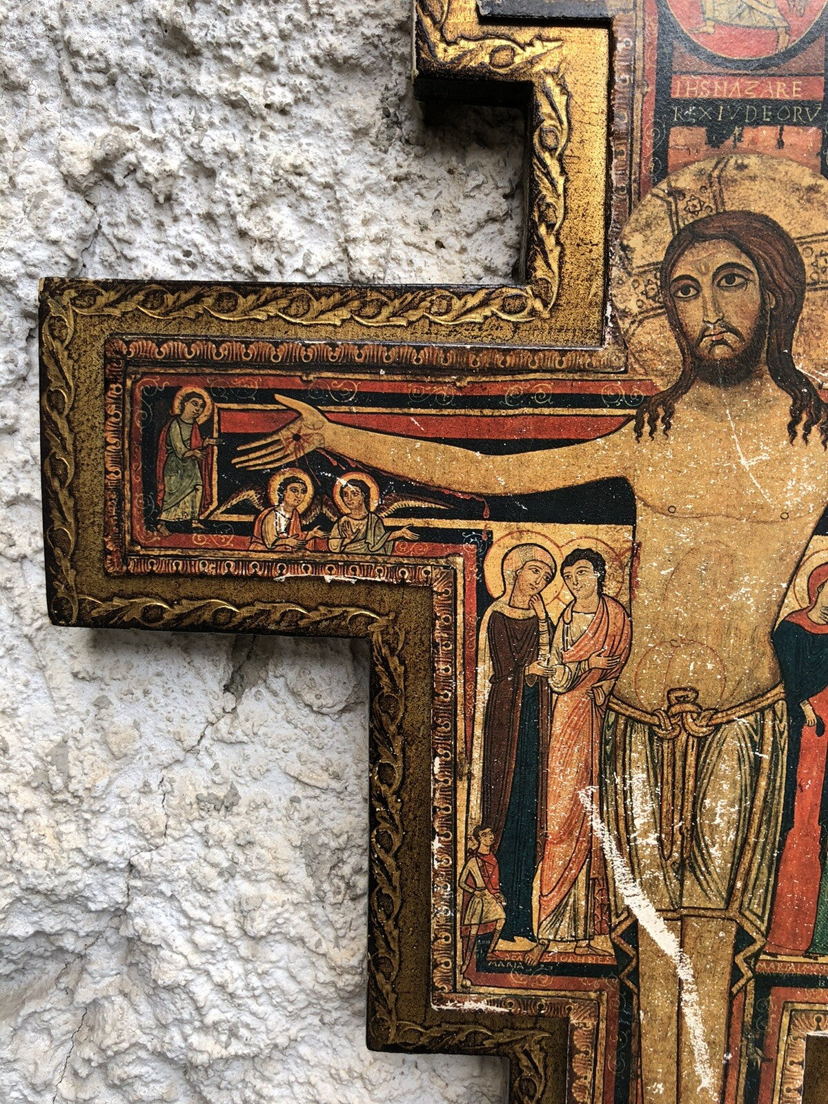 Croce Crocifisso Vintage In Legno Stile Fiorentino