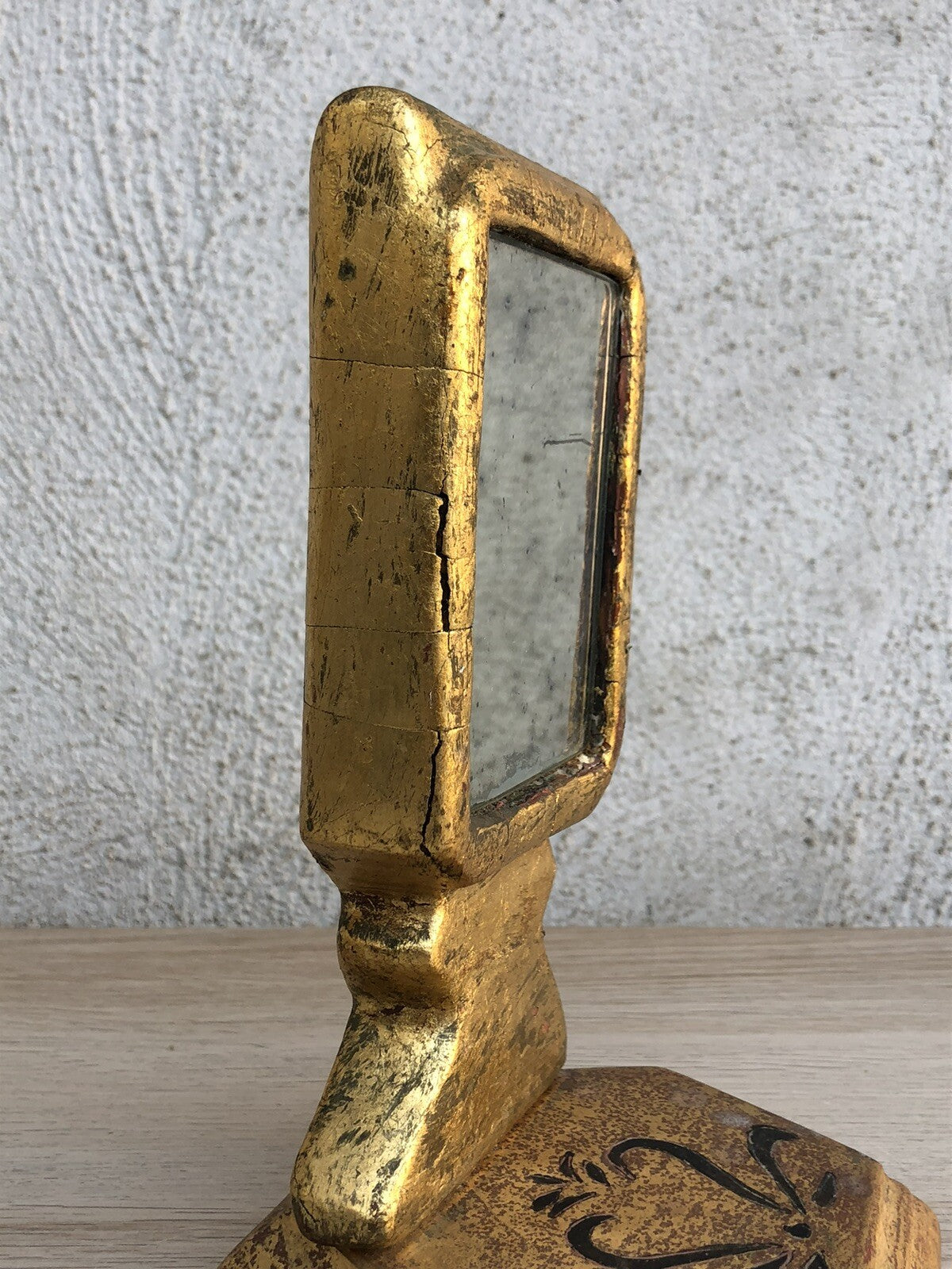 Specchio Vintage Da Tavolo In Legno Stile Fiorentino