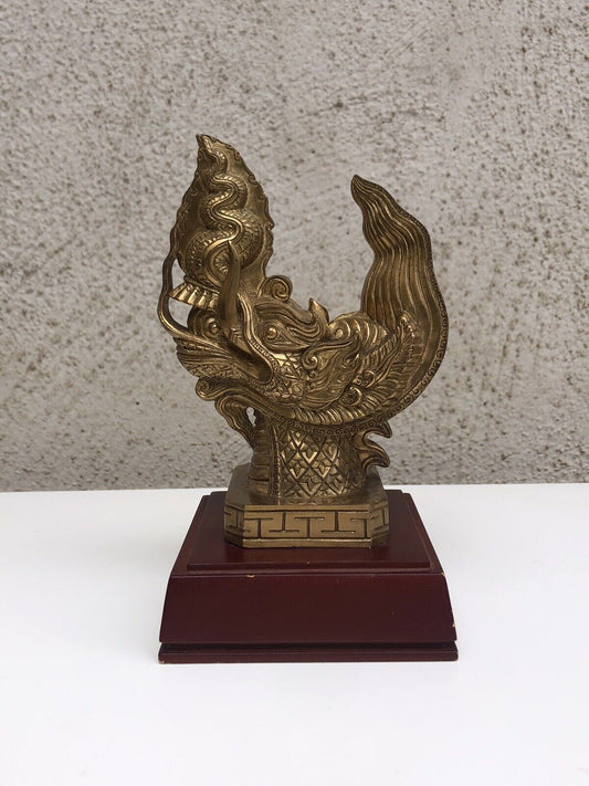 Drago cinese in ottone vintage, soprammobile da decorazione