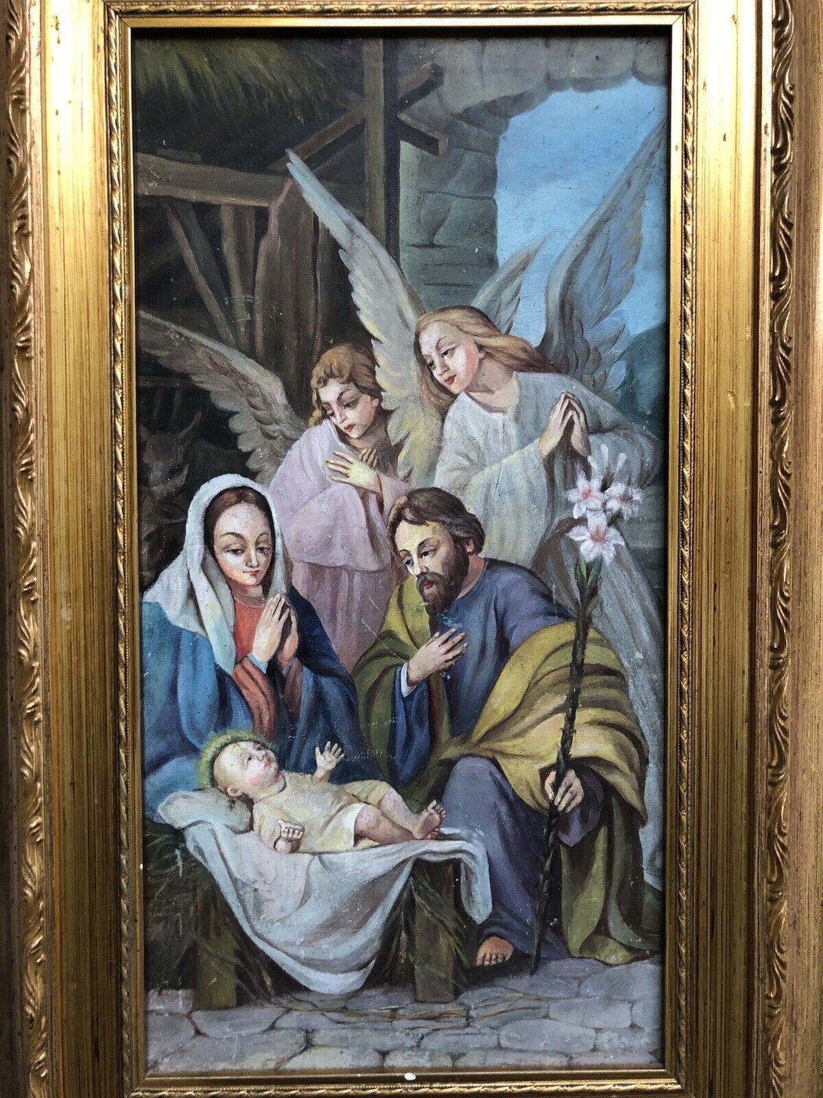 Quadro antico -Natività- dipinto a olio su tela