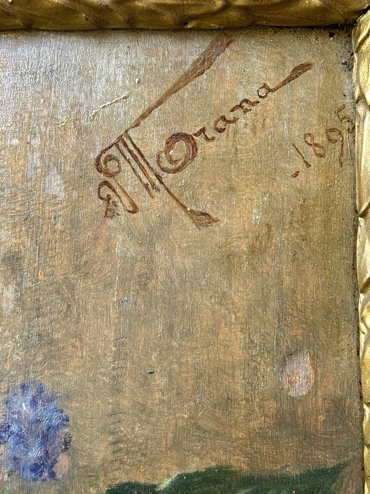 Quadro antico -Fiori- dipinto a olio su tavola