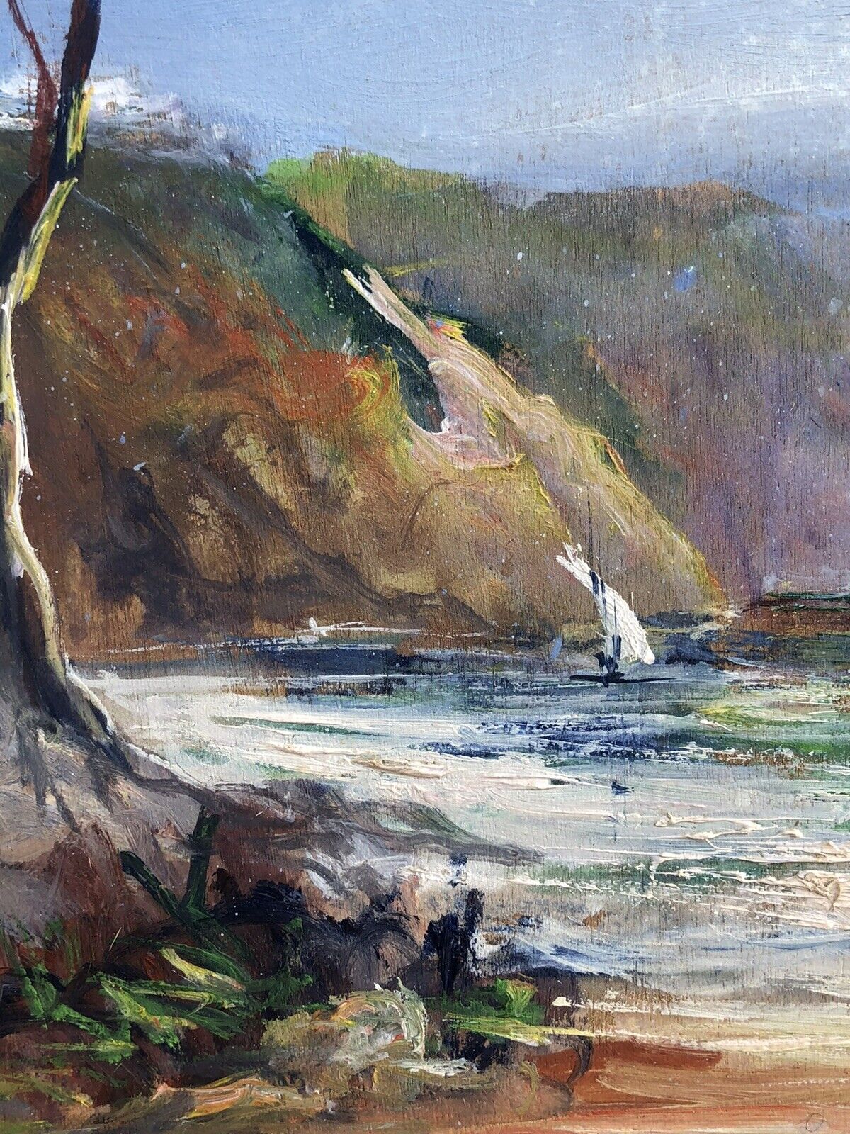 Quadro vintage -Marina, Vico Equense- dipinto a olio su tavoletta