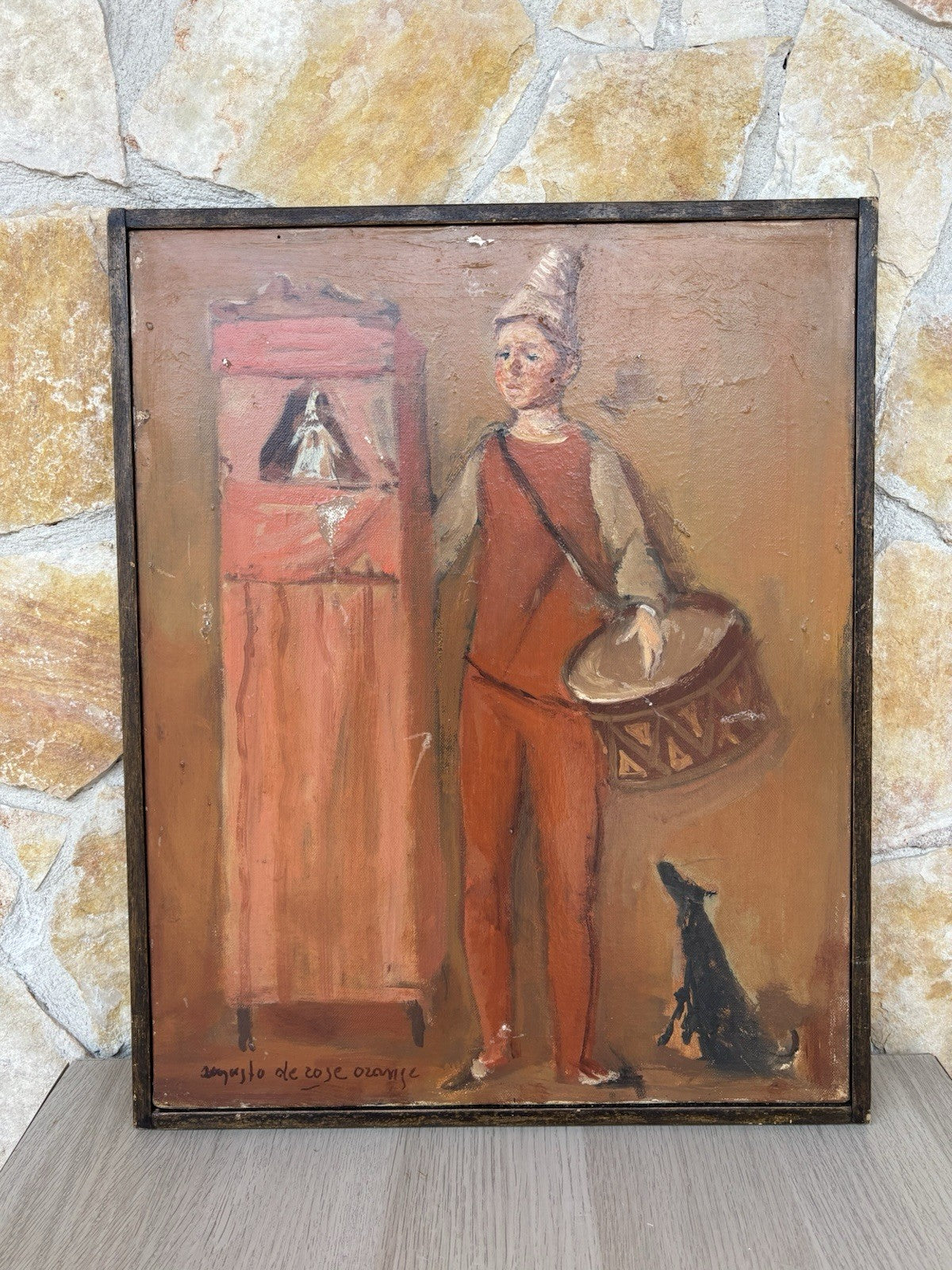 Quadro -Maschere Allegoriche- Augusto Orange De Rose dipinto a olio su tela