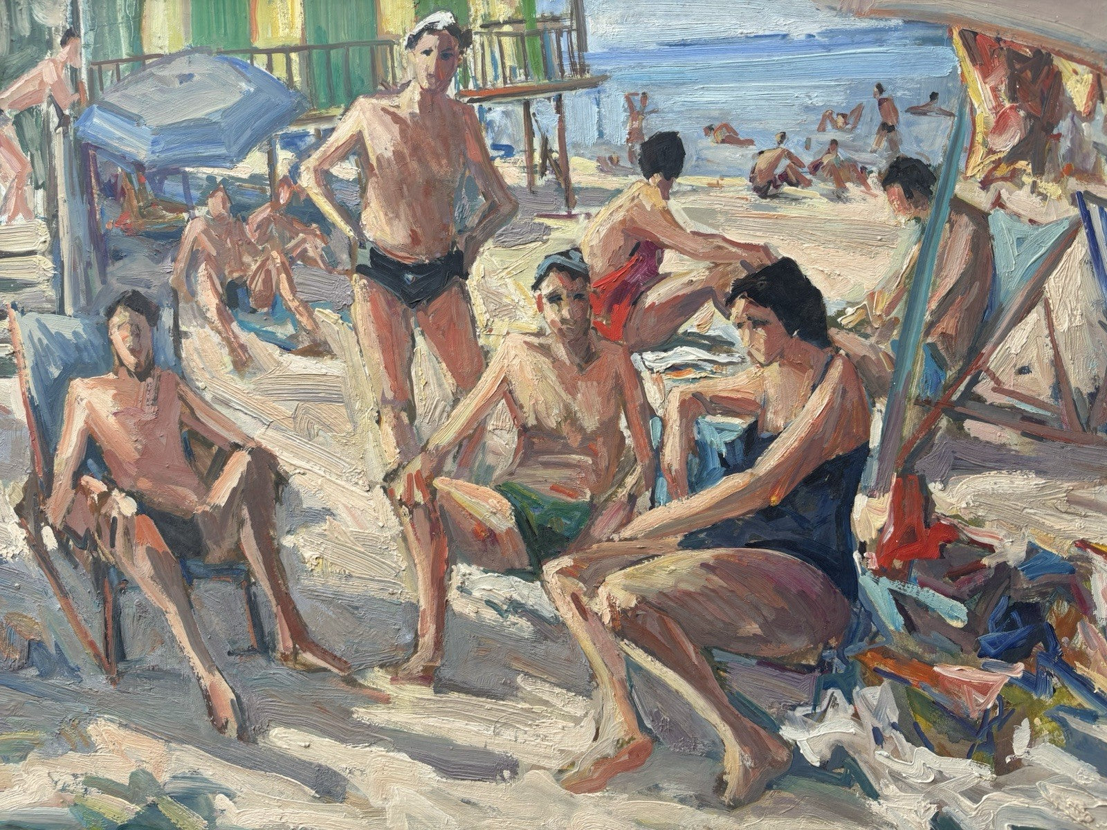 Quadro -Bagnanti- Armando De Lauzieres dipinto a olio