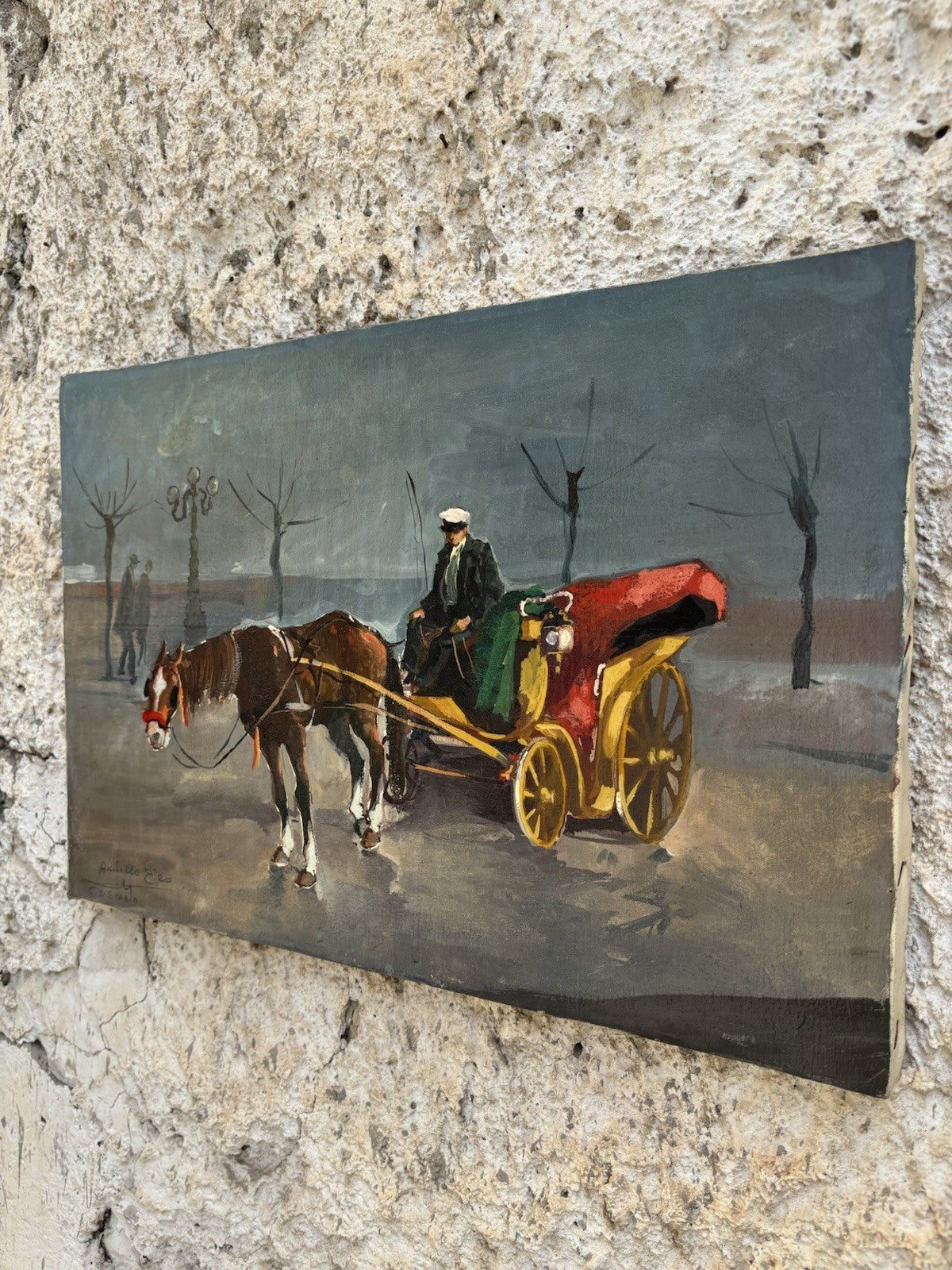 Quadro -Carrozzella Di Paese- Aniello Eco dipinto a olio su tela