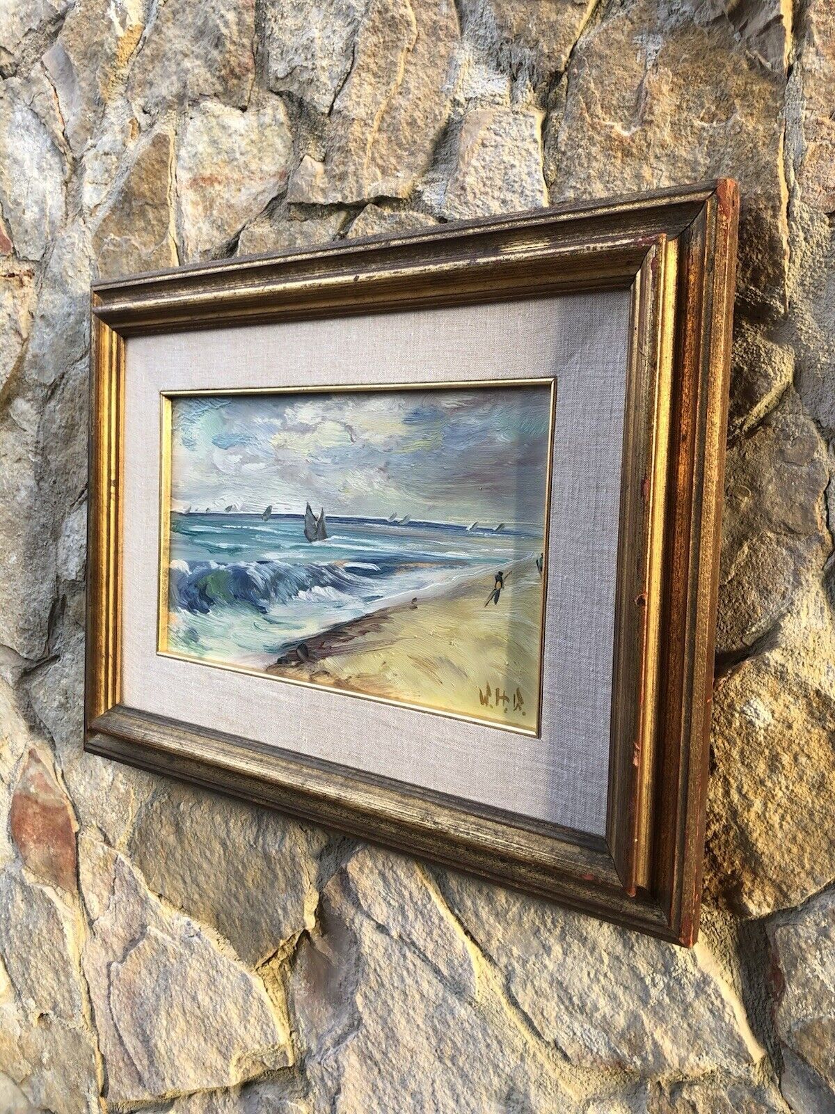 Quadro -Marina- dipinto a olio su tavola