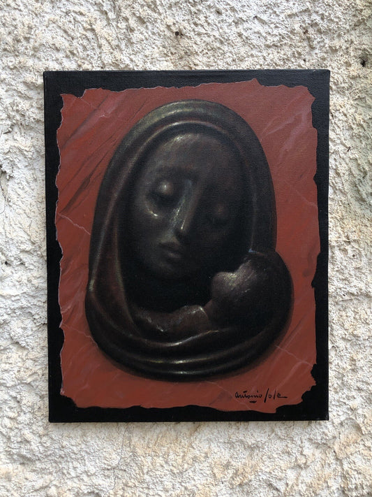 Quadro vintage -Madonna Nera- dipinto a olio su tela