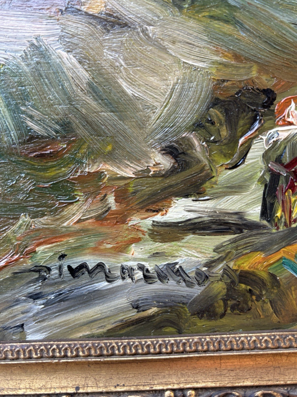 Quadro -Paesaggio Con Figure- Francesco Di Marino dipinto a olio su tavoletta