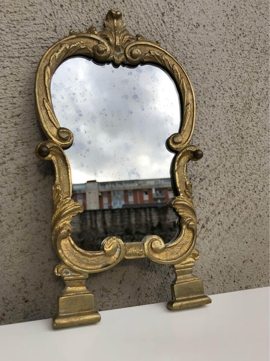 Specchio vintage in ottone dorato