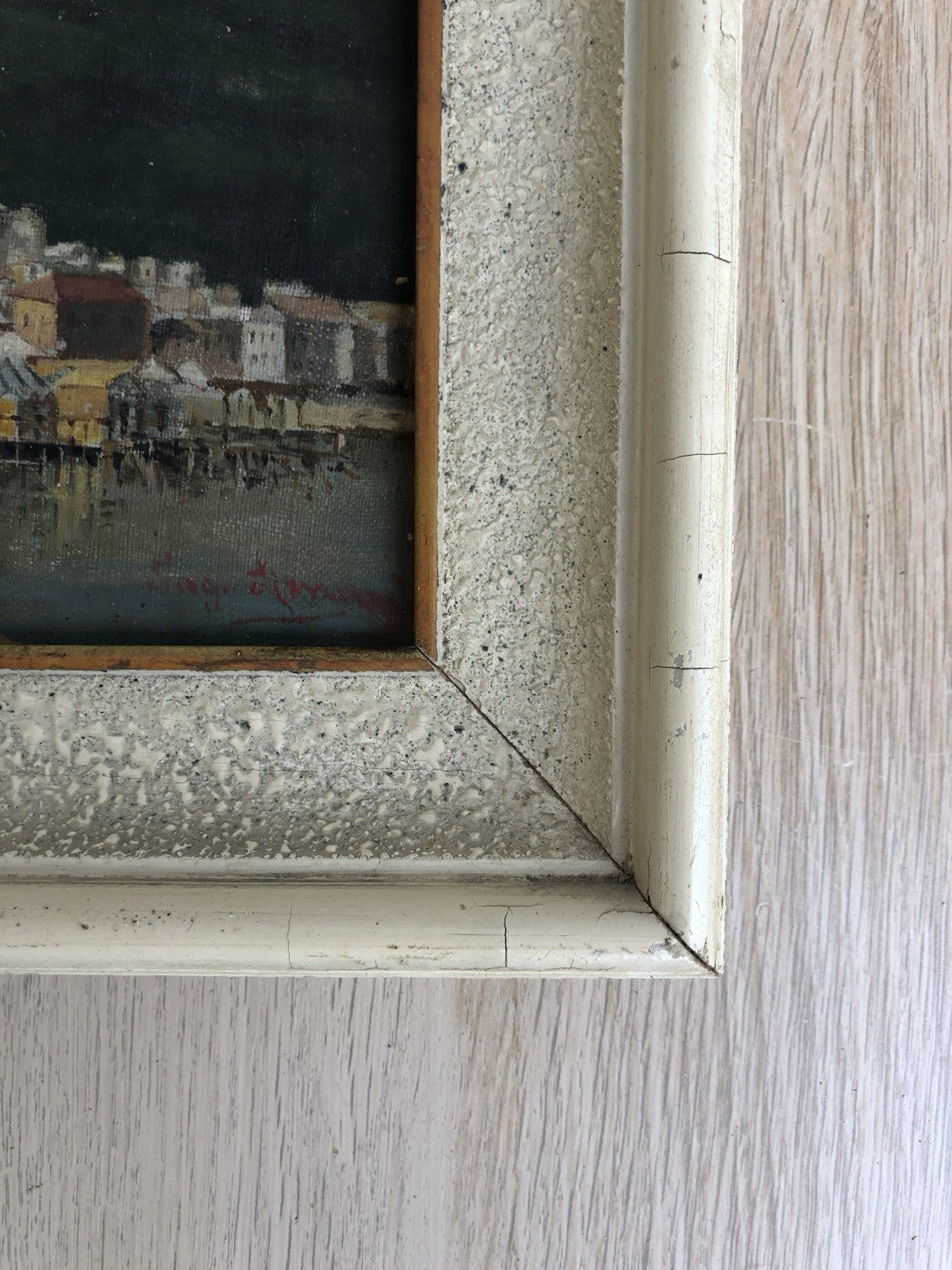 Quadro antico -Lungomare- dipinto a olio su tela