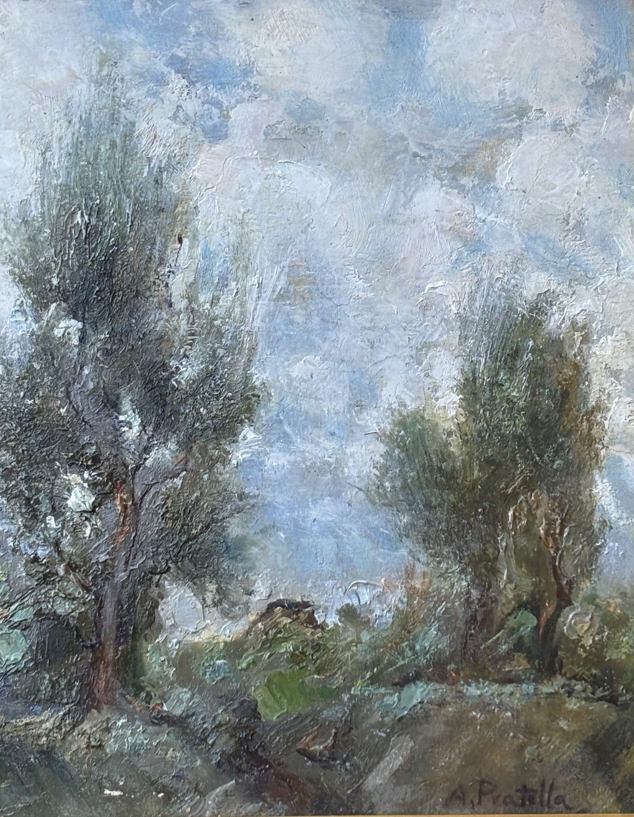 Quadro antico -Paesaggio Con Alberi- Attilio Pratella dipinto a olio