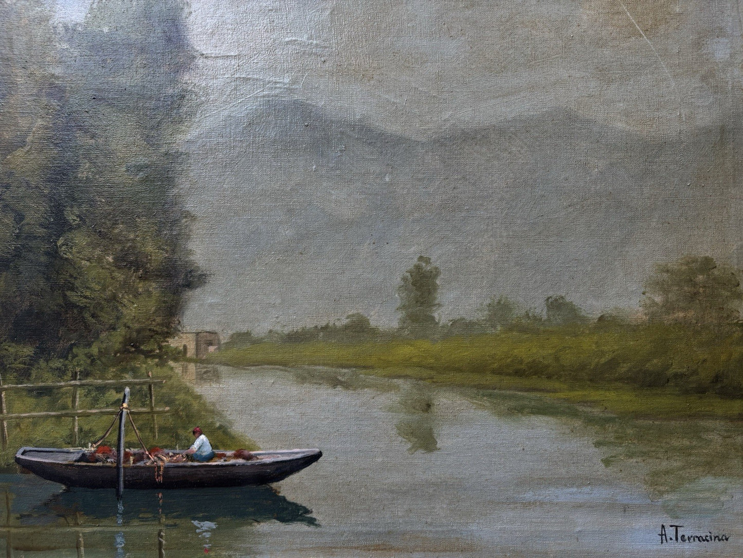 Quadro -Mattino Sul Lago- Arturo Bacio Terracina dipinto a olio