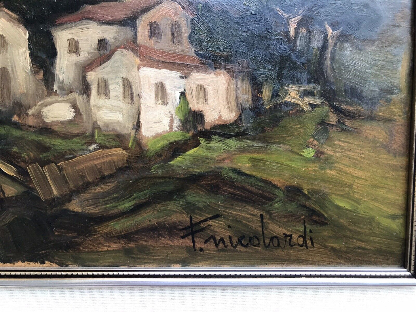 QUADRO VINTAGE - CASE A MONTE -DIPINTO A OLIO SU FAESITE