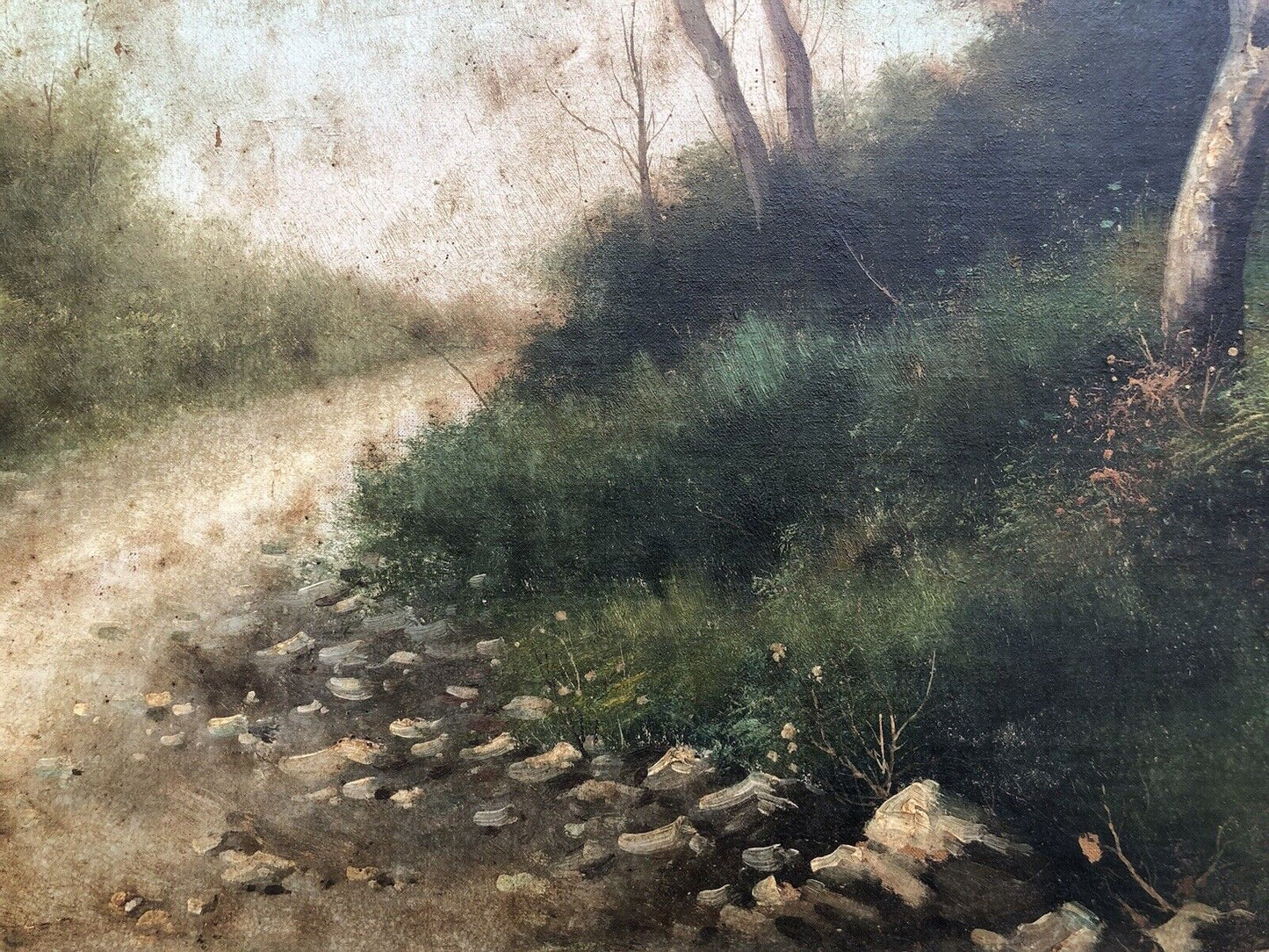 Quadro antico -Paesaggio- dipinto a olio su tela applicata su cartone