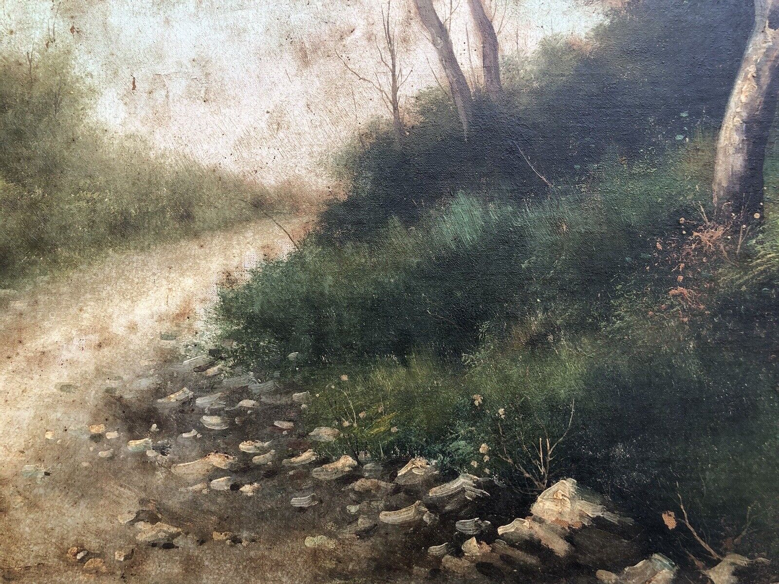 Quadro antico -Paesaggio- dipinto a olio su tela applicata su cartone