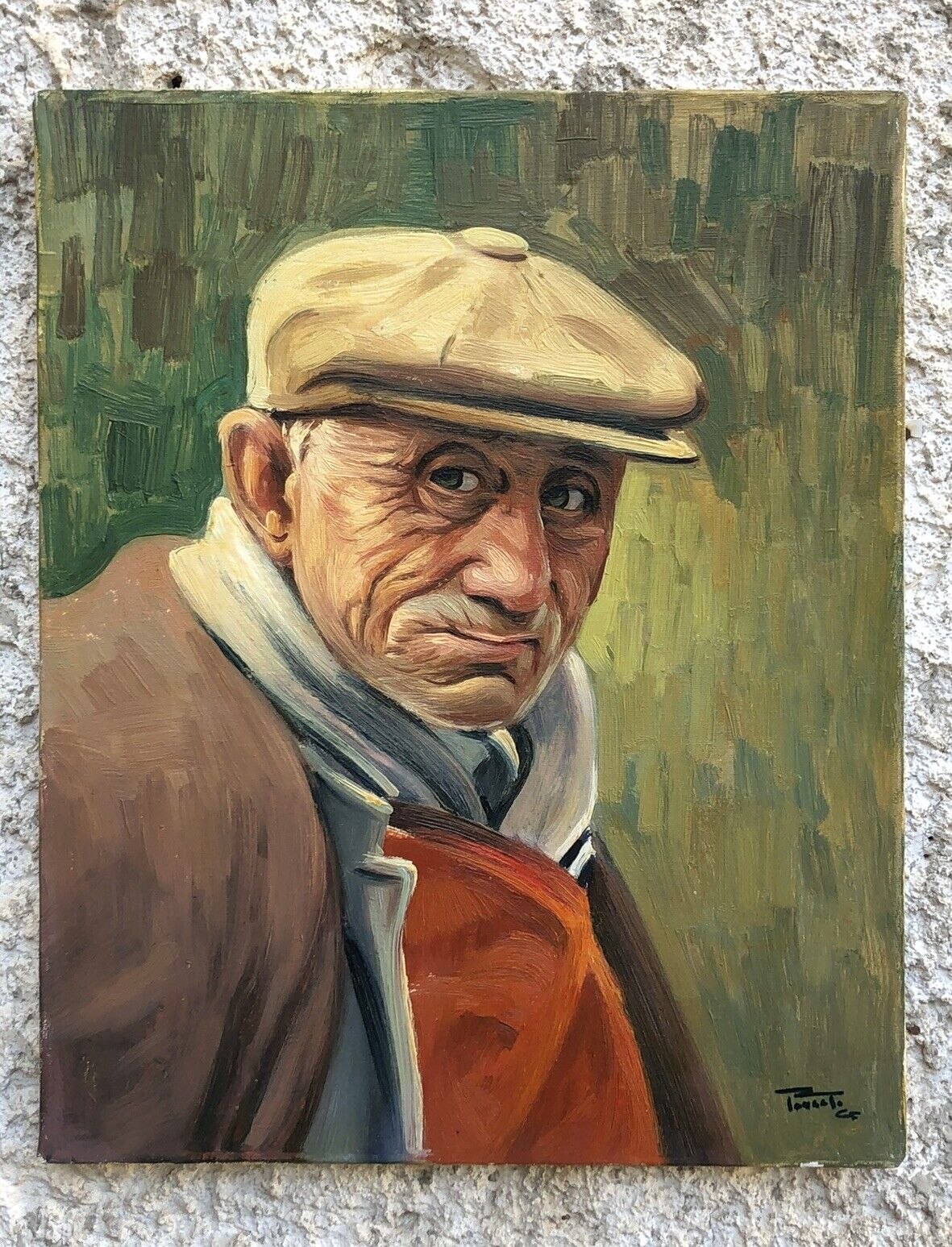 Quadro vintage -Figura Anziano- dipinto a olio su tela