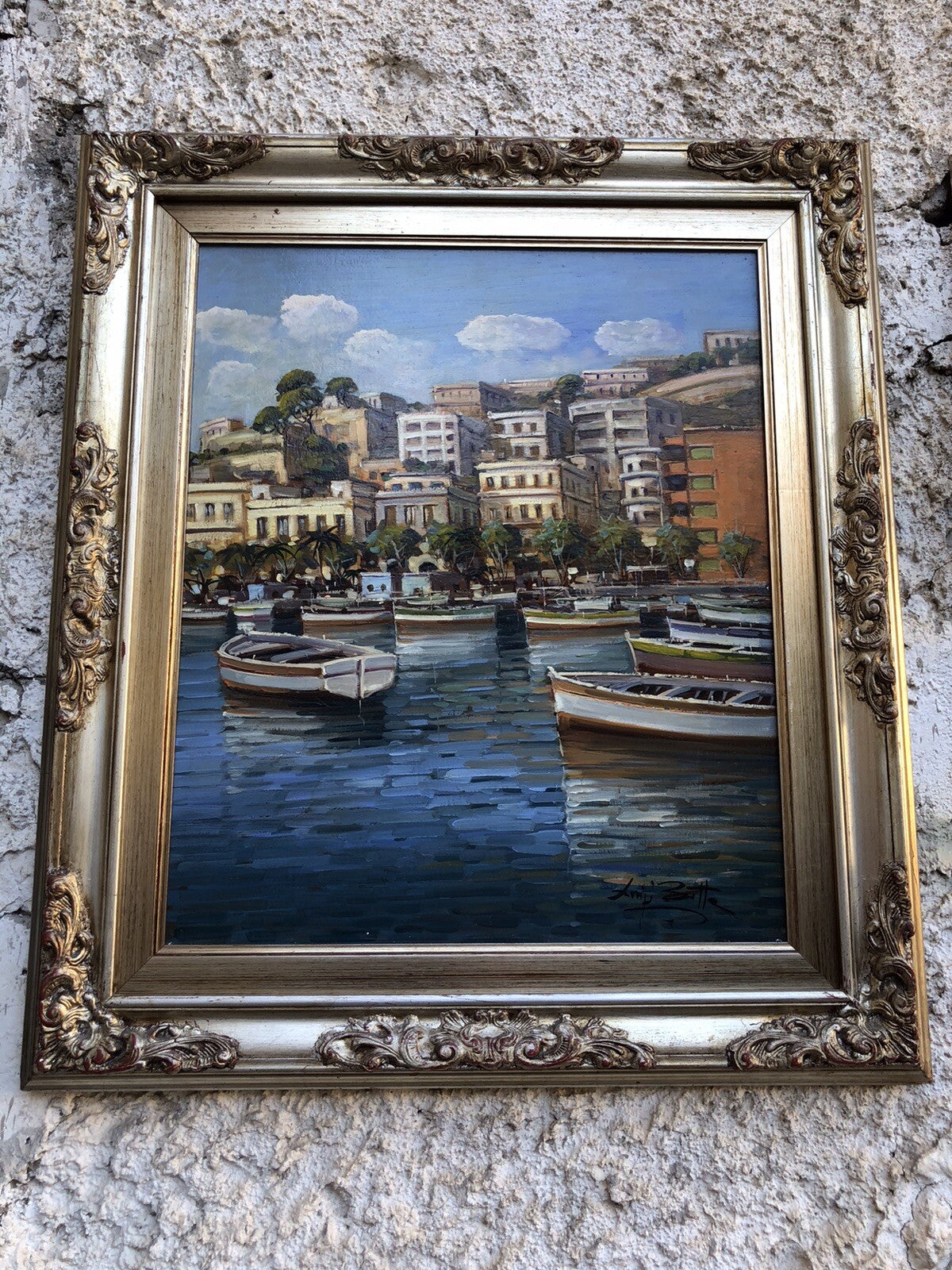 Quadro vintage -Marina Napoli-dipinto a olio